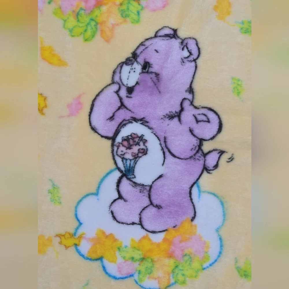Viral Care Bears Fall Autumn Leaves Plush Twin Blanket 60 X 90